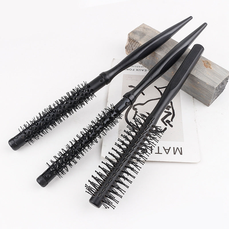 Simple Solid Color Theaceae & Wooden Roller Comb for Hair Styling