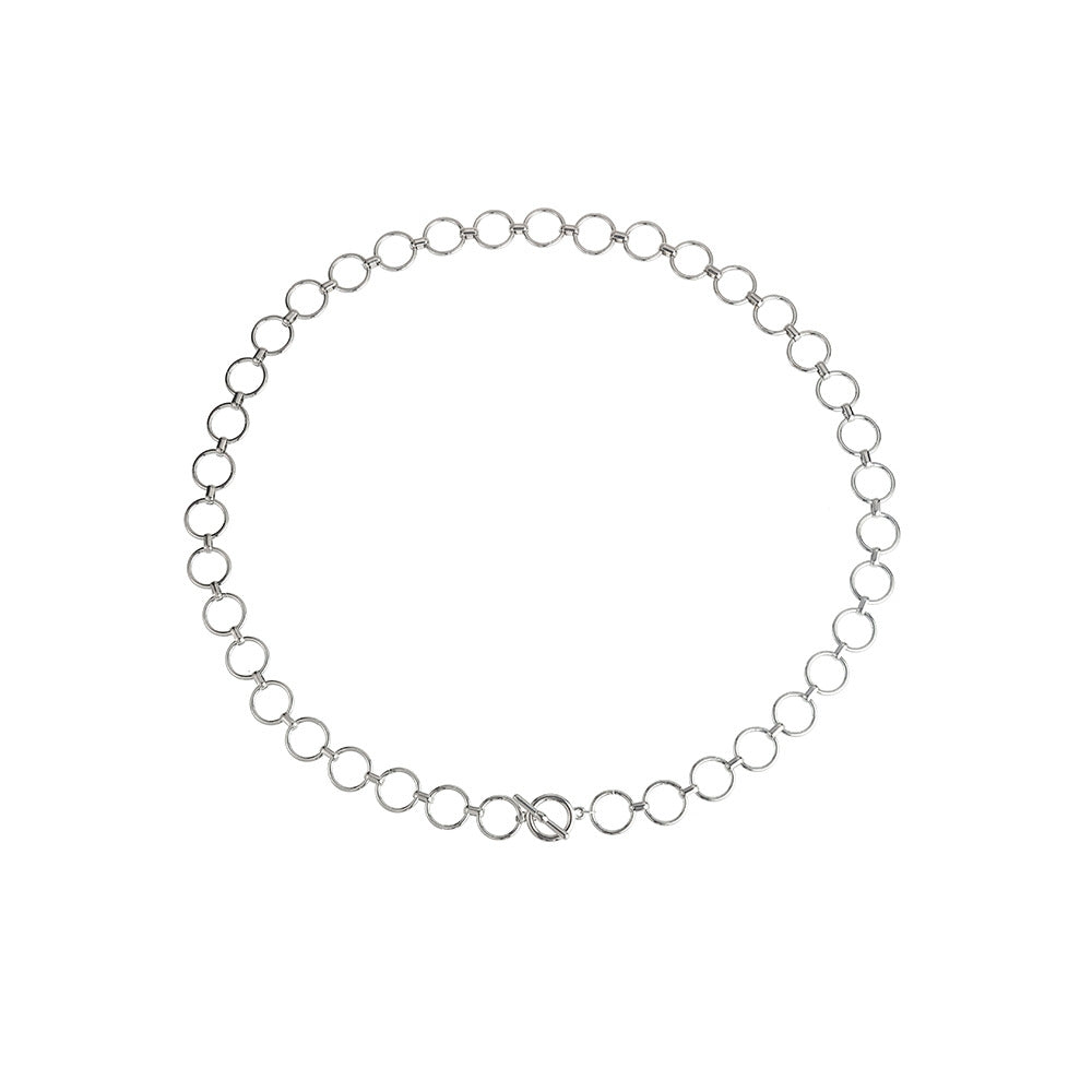 Solid Color Metal Chain Belt with Hollow Circle Design for Women