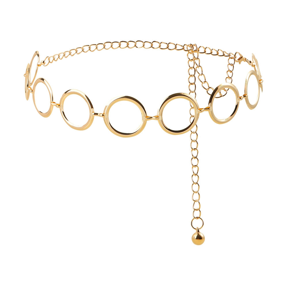 Solid Metal Circle Chain Belt for Women - Fashionable Body Chain Dress Accessory