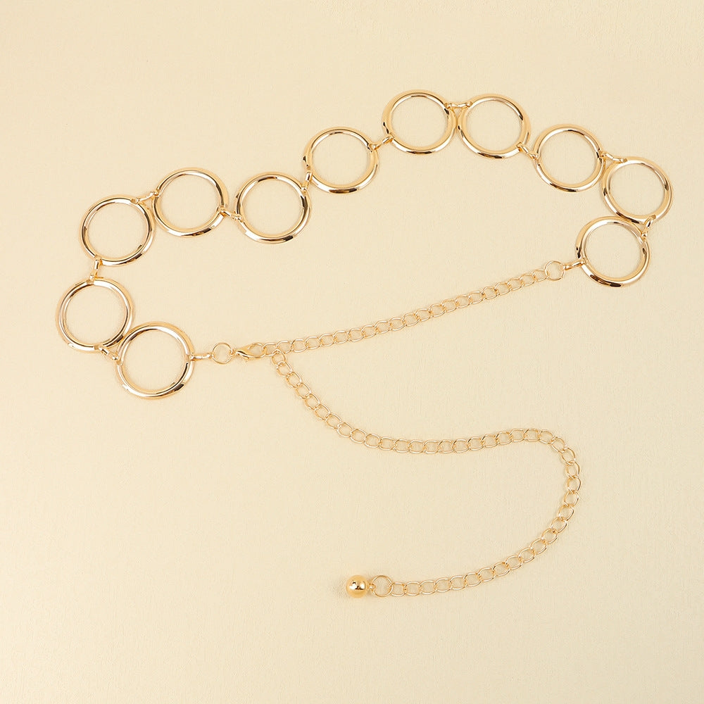 Solid Metal Circle Chain Belt for Women - Fashionable Body Chain Dress Accessory
