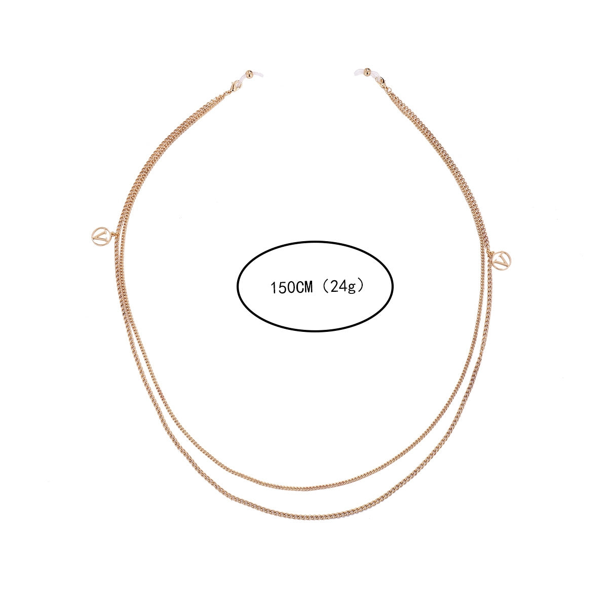 Basic Solid Color Metal Sunglasses and Mask Chain for Women
