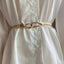 Women's Solid Color Metal Leather Belt with Elastic Hook Waist Chain Accessory