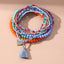 Beach Bohemian Heart Shape Beaded Rhinestone Anklet with Shell Pendant