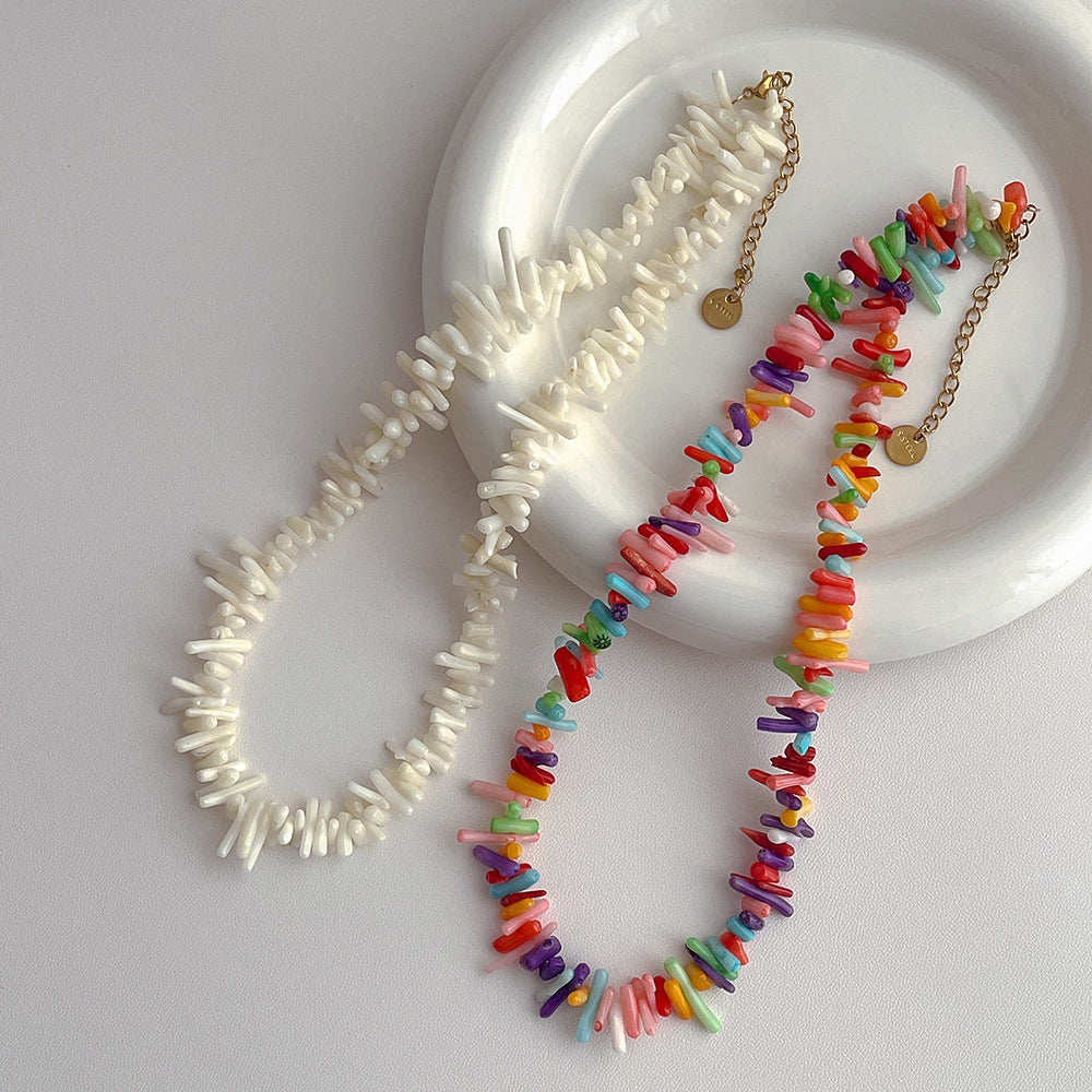 Beach Baroque Coral Stainless Steel Women's Necklace