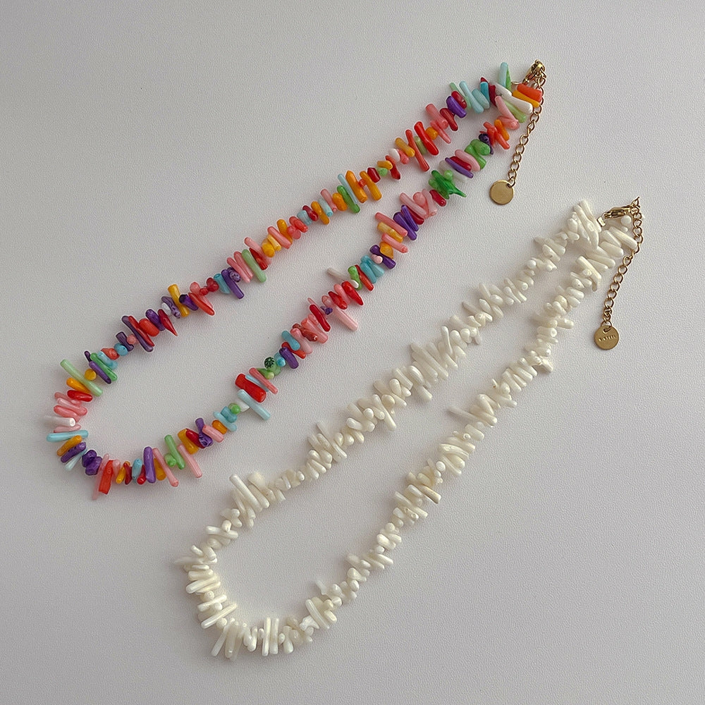 Beach Baroque Coral Stainless Steel Women's Necklace