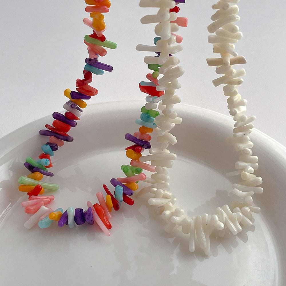 Beach Baroque Coral Stainless Steel Women's Necklace