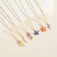 14k Gold Plated Starfish and Shell Zircon Pendant Necklace - Ocean Series