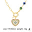 18k Gold Plated Heart & Eye Pendant Necklace with Glass Beads