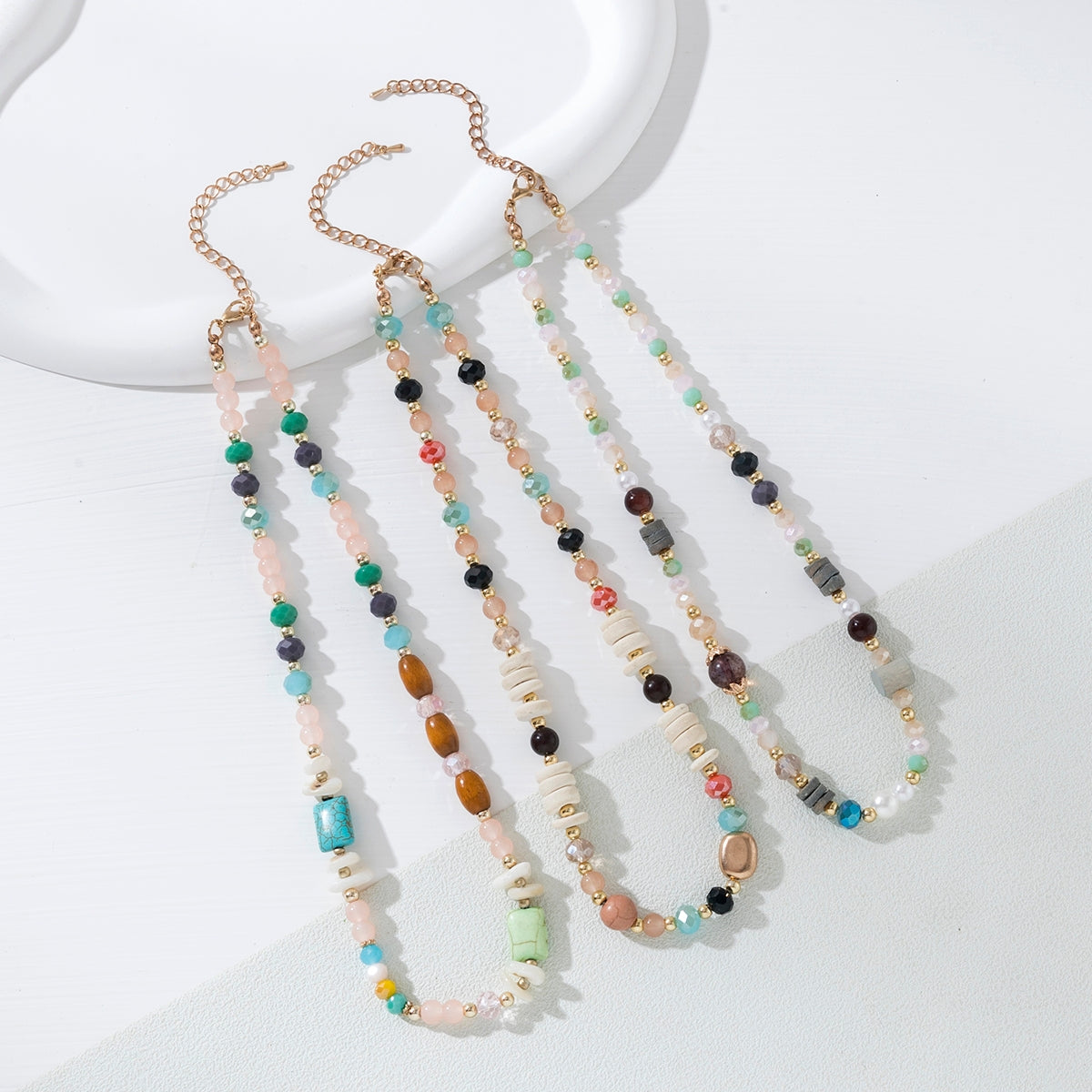 Beach Style Colorful Crystal Beaded Necklace with Freshwater Pearls