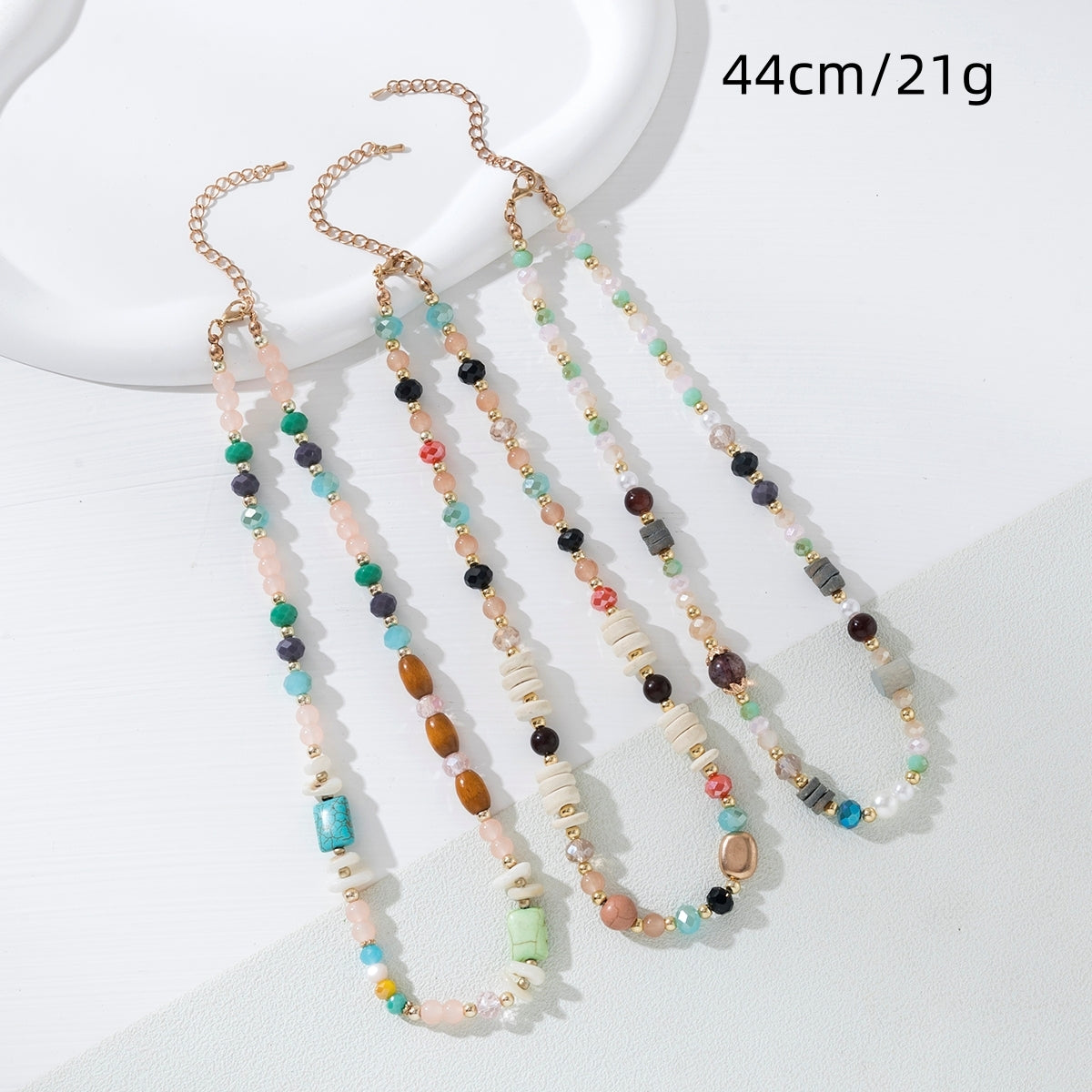 Beach Style Colorful Crystal Beaded Necklace with Freshwater Pearls