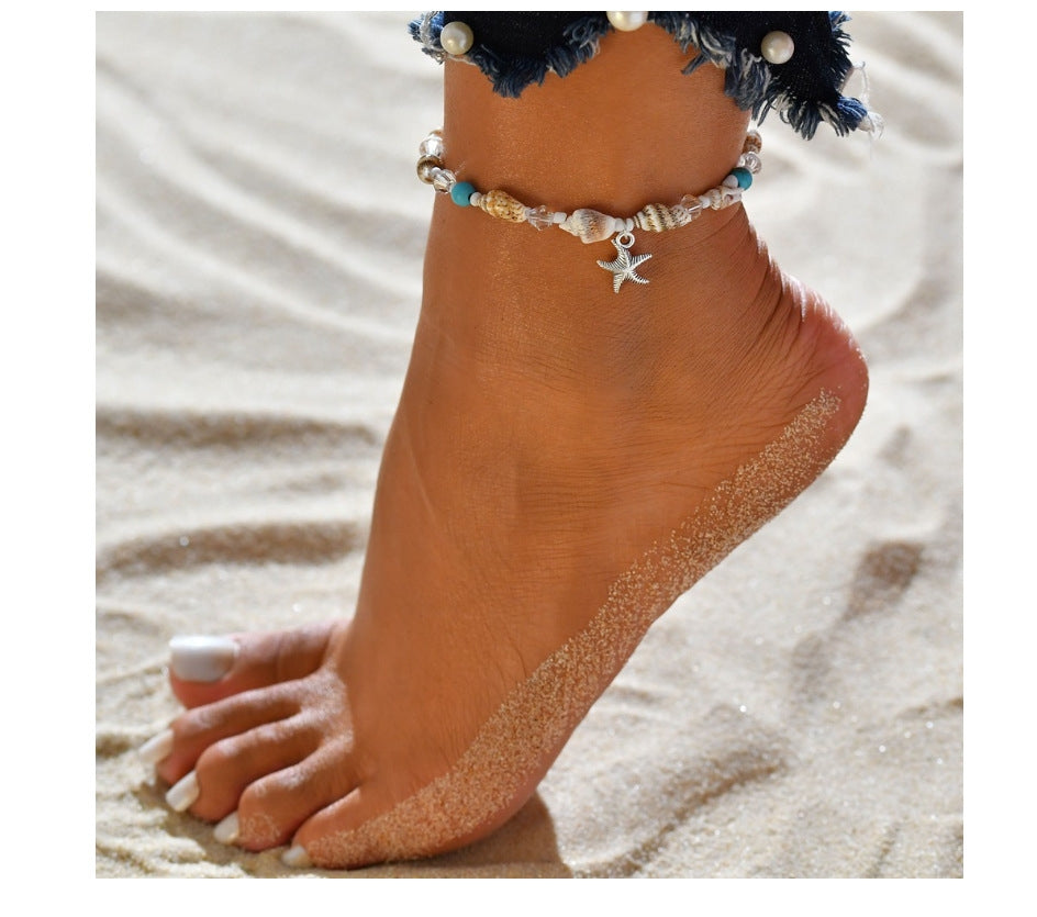 Beach Starfish Turquoise Pendant Anklet