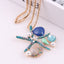 Beach Starfish Shell Rhinestone Pearl Keychain Necklace