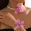 Beach Flower Pearl Inlay Women's Necklace and Bracelet Set