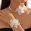 Beach Flower Pearl Inlay Women's Necklace and Bracelet Set