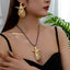 Tropical Starfish Shell 14K Gold Plated Alloy Jewelry Set - Earrings & Necklace