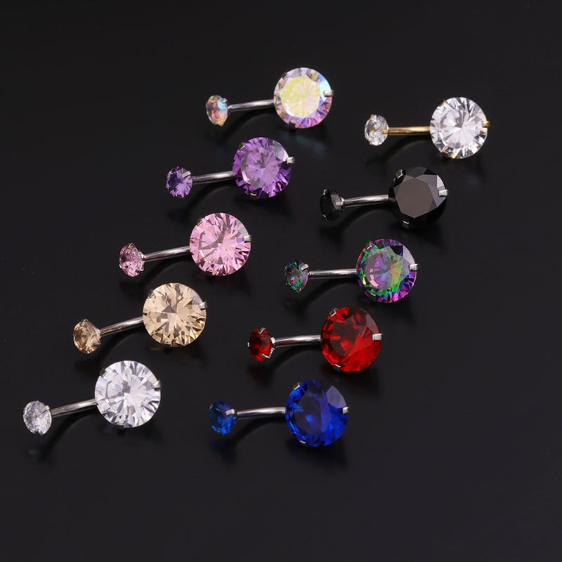 Exaggerated Geometric Zircon Belly Rings 316 Stainless Steel Body Piercing Jewelry