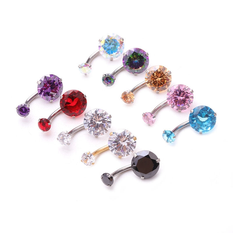 Exaggerated Geometric Zircon Belly Rings 316 Stainless Steel Body Piercing Jewelry