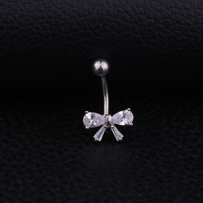 Belly Rings Fashion Bow Knot 316 Stainless Steel  Copper Inlaid Zircon