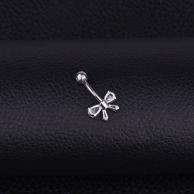 Belly Rings Fashion Bow Knot 316 Stainless Steel  Copper Inlaid Zircon