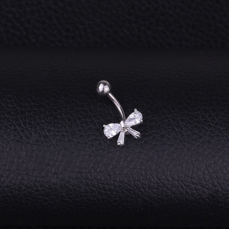 Belly Rings Fashion Bow Knot 316 Stainless Steel  Copper Inlaid Zircon