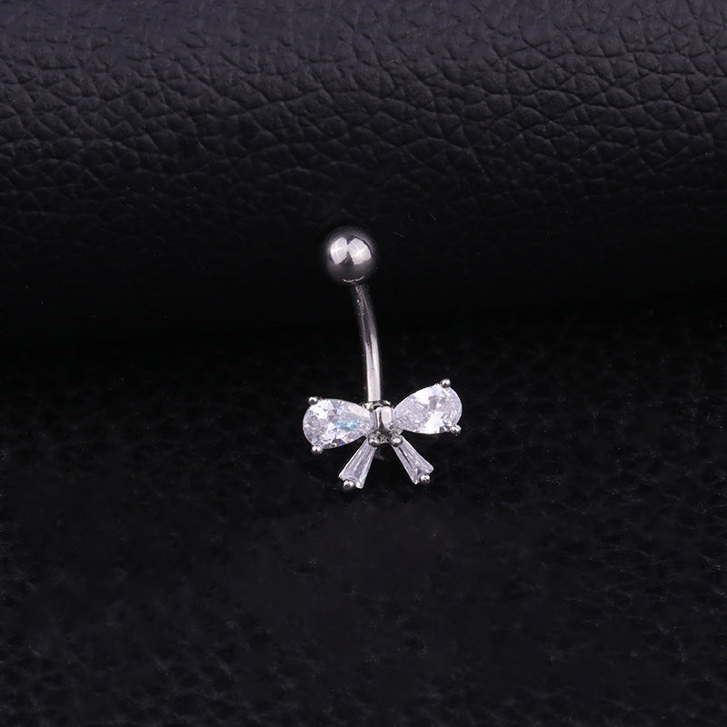 Belly Rings Fashion Bow Knot 316 Stainless Steel  Copper Inlaid Zircon