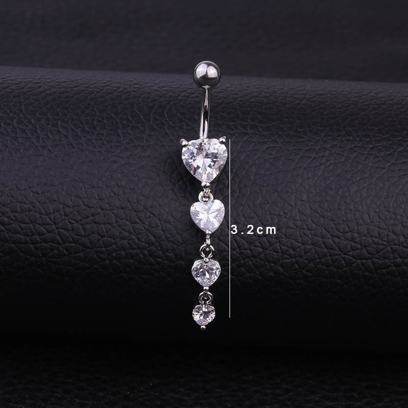 Belly Rings Fashion Heart 316 Stainless Steel  Inlaid Zircon