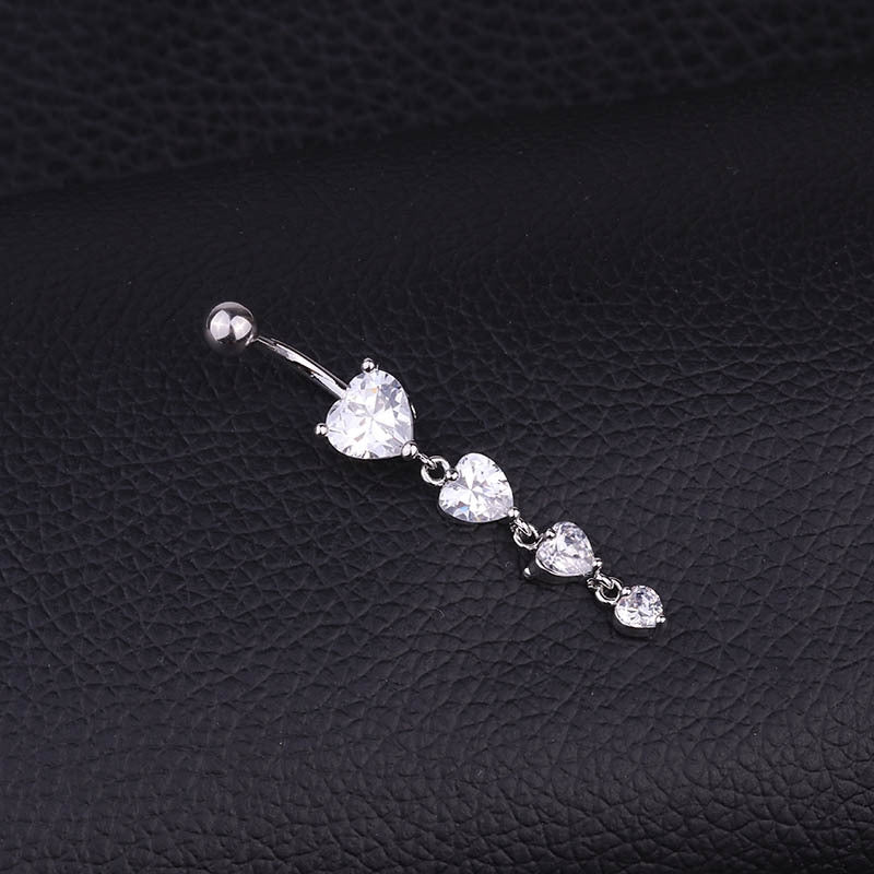 Belly Rings Fashion Heart 316 Stainless Steel  Inlaid Zircon