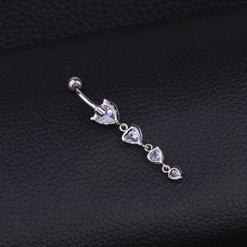 Belly Rings Fashion Heart 316 Stainless Steel  Inlaid Zircon