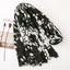 Black and White Printed Cotton Linen Long Scarf Shawl