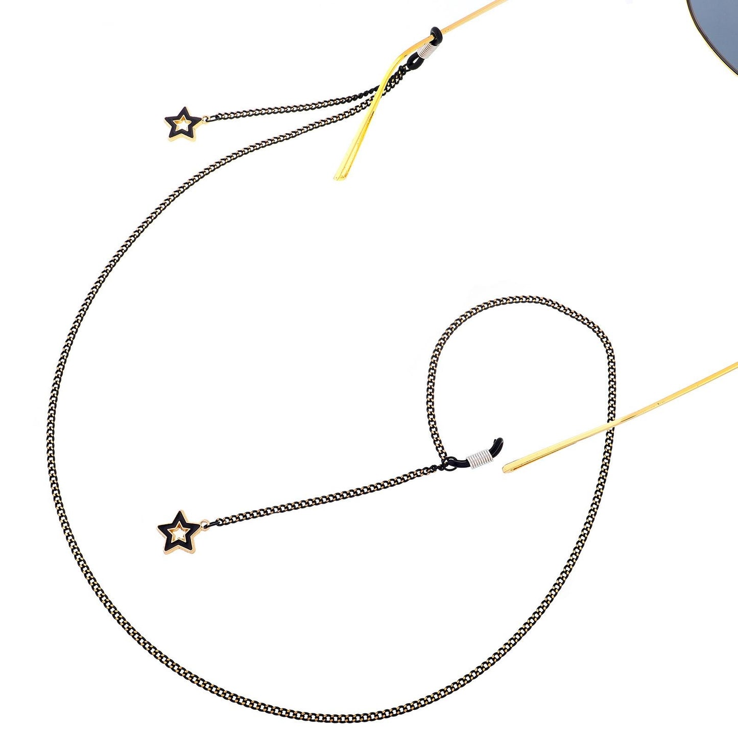 Black Pentagram Pendant Fashion Sunglasses Chain Necklace