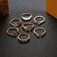 Bohemian Crystal Butterfly Flower Ring Set - 7 Piece Vintage Wedding Jewelry for Women