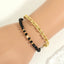 Bohemian Black Onyx Beaded Necklace and Bracelet Jewelry Set with 18k Gold Plated Pentagram Charm