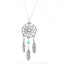 Bohemian Feather Dreamcatcher Pendant Necklace with Turquoise Inlay