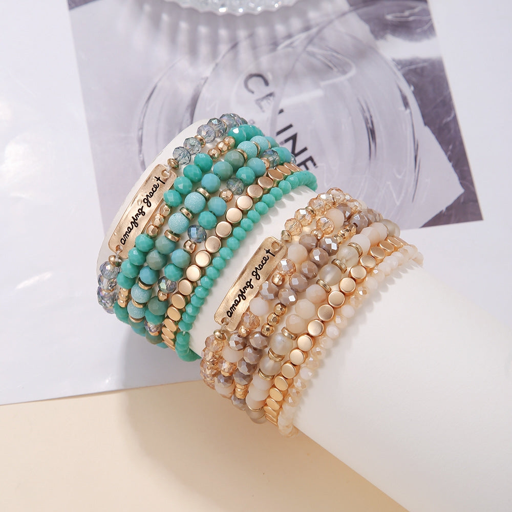 Bohemian Geometric Crystal Beaded Women's Bracelet Set