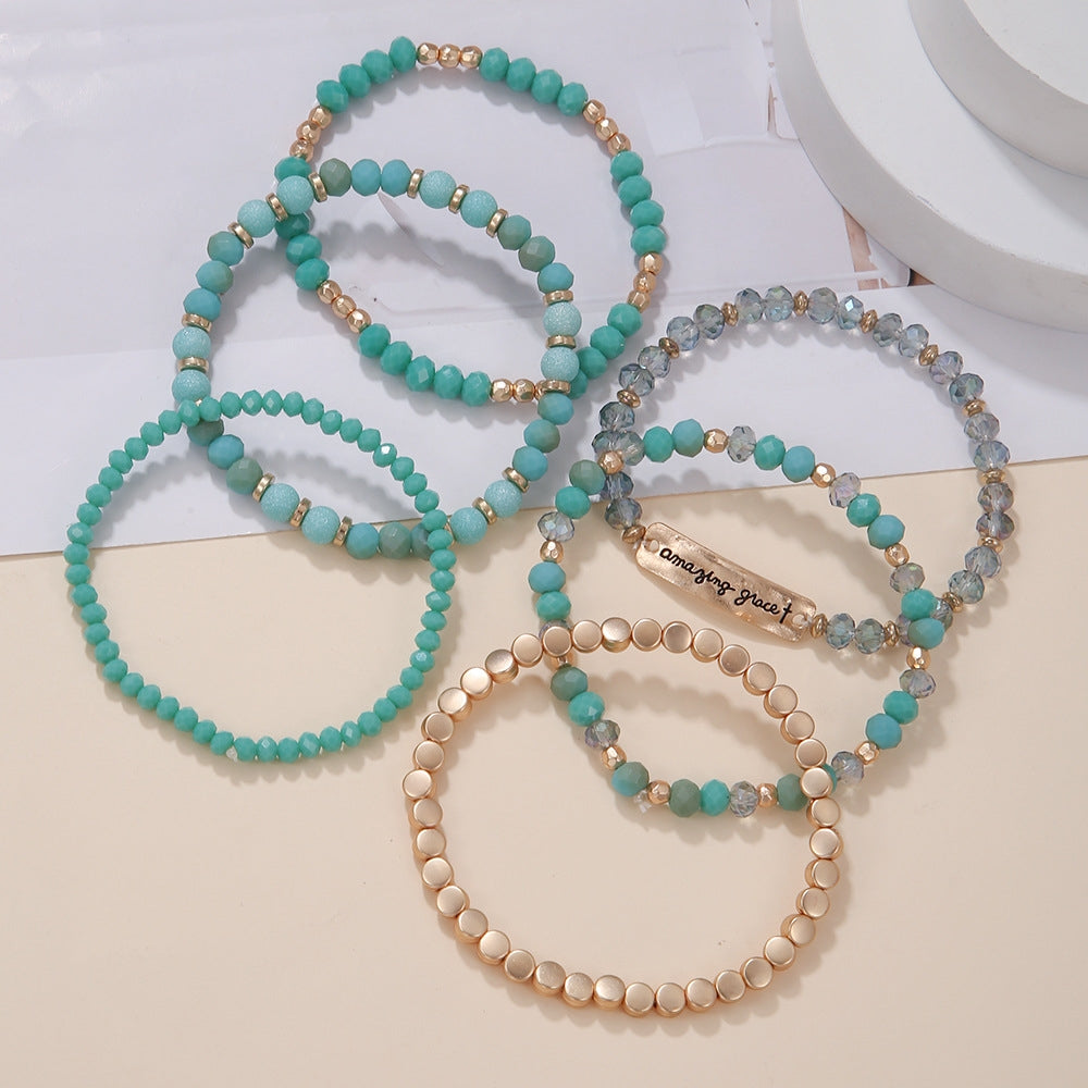 Bohemian Geometric Crystal Beaded Women's Bracelet Set