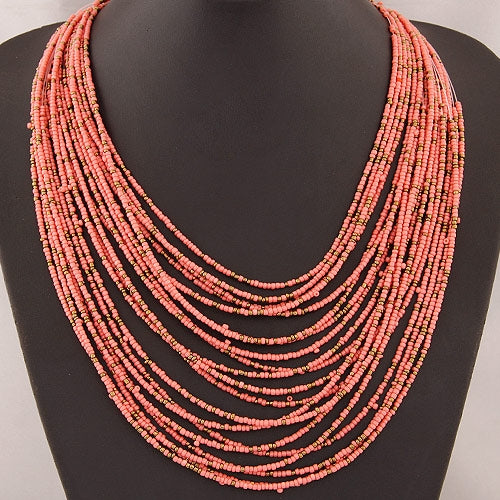 Bohemian Geometric Multilayer Beaded Necklace