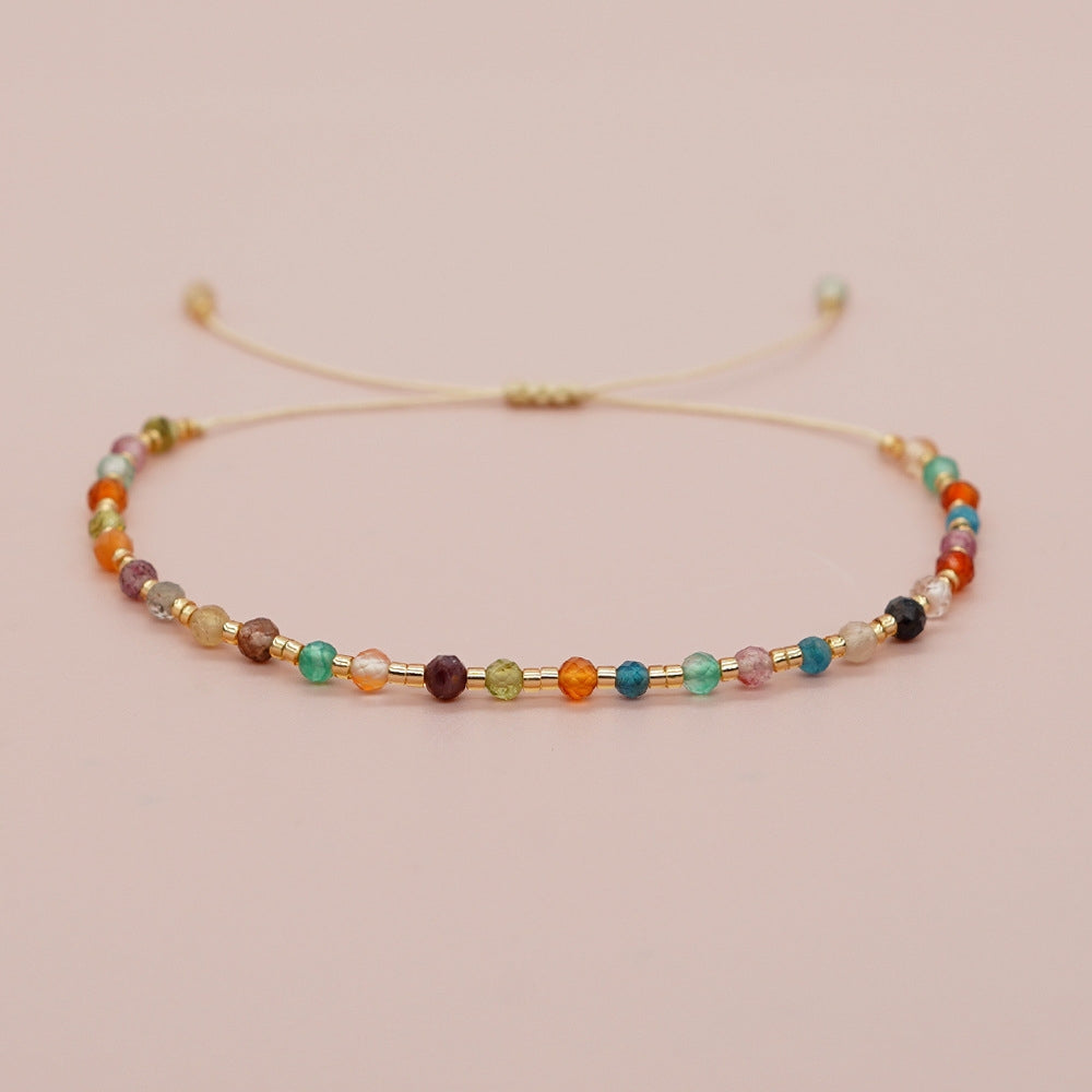 Bohemian Geometric Glass Seed Bead & Semi-Precious Stone Friendship Bracelet