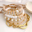 Bohemian Geometric Pearl Crystal Clay Copper Bracelets Set for Women