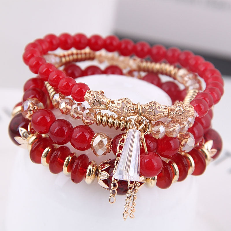 Bohemian Multi-Layer Beaded Tassel Bracelet for Women