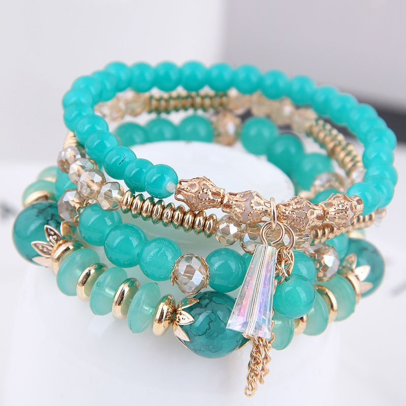 Bohemian Multi-Layer Beaded Tassel Bracelet for Women