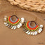 Bohemian Shell Tassel Mesh Earrings with Synthetic Gemstones