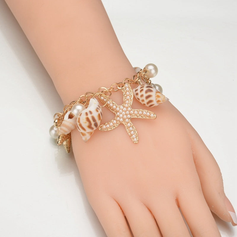 Bohemian Starfish Conch Shell Pearl Women's Bracelet