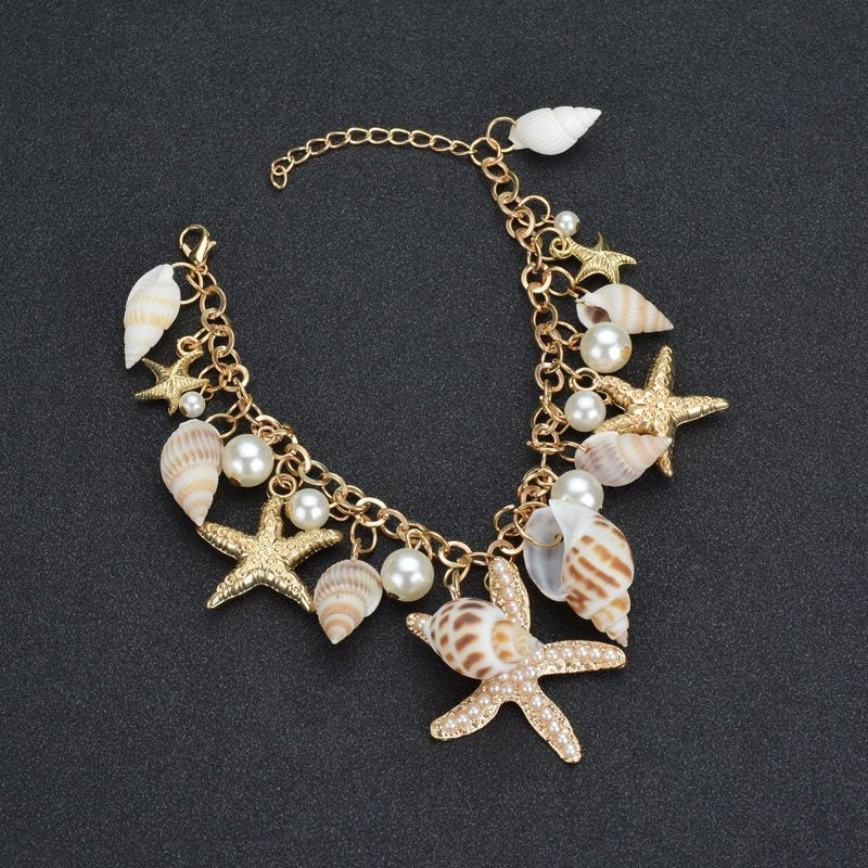 Bohemian Starfish Conch Shell Pearl Women's Bracelet