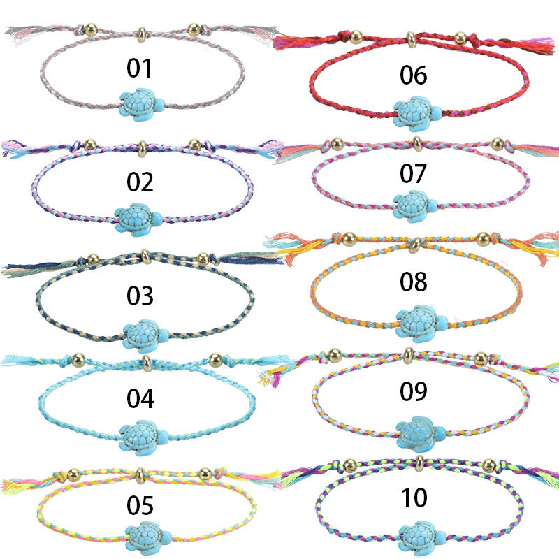 Bohemian Multi-Color Turtle Bracelet and Anklet Set