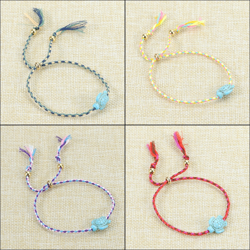 Bohemian Multi-Color Turtle Bracelet and Anklet Set