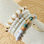 Bohemian Turquoise Crystal Pearl Beaded Charm Women's Stacking Bracelets