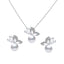 Bow Knot Alloy Plated Necklace and Rhinestone Butterfly Pearl Earring Set