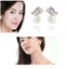 Bow Knot Alloy Plated Necklace and Rhinestone Butterfly Pearl Earring Set