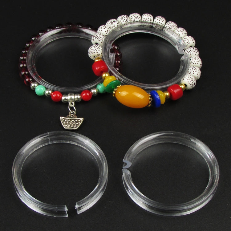 Clear Acrylic Bracelet and Ring Display Stand for Jewelry and Prayer Beads