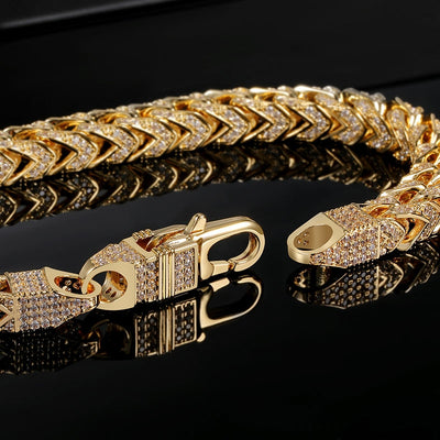 18K Gold Plated Arrow Inlay Zircon Bracelet and 6mm Zircon Necklace Set with Lock Buckle Accessories